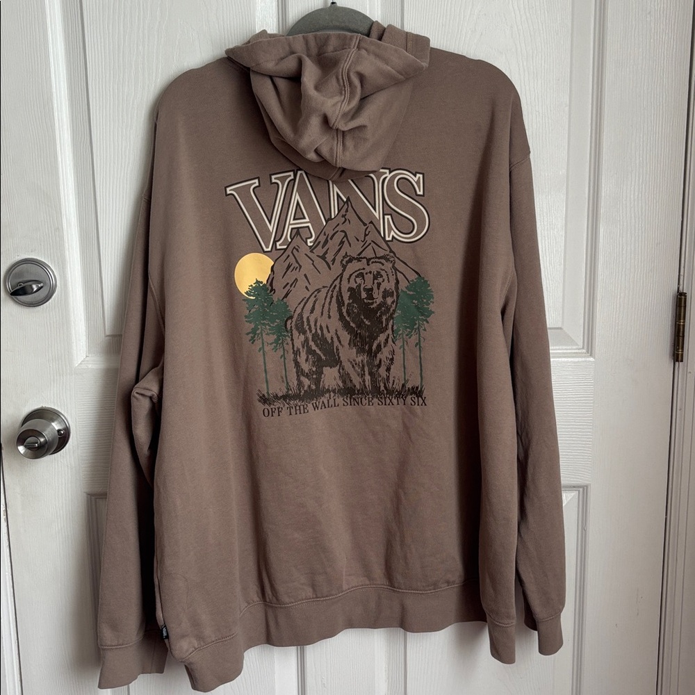 VANS men’s hoodie Brown Bear Mountain graphic size XXL One pouch pocket comfort - Picture 1 of 11